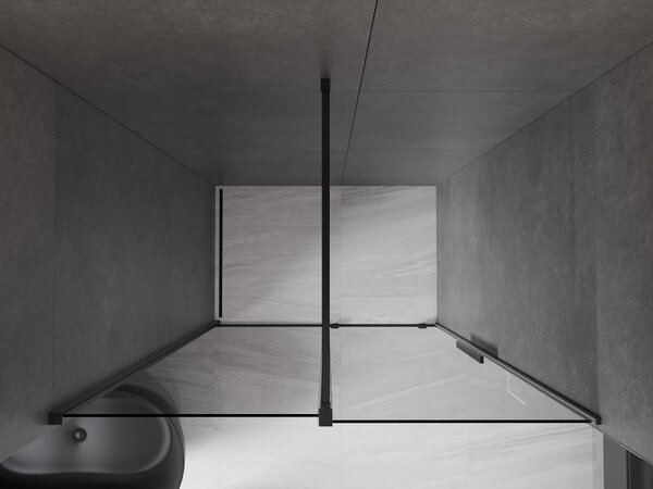 Mexen Velar, usa de dus culisanta pentru deschidere 140 cm, sticla gri 8mm, neagra mat, 871-140-000-41-70