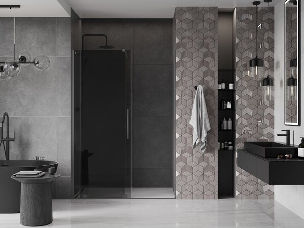 Mexen Velar, usa de dus culisanta pentru deschidere 130 cm, sticla gri 8 mm, grafit lustruit, 871-130-000-41-95