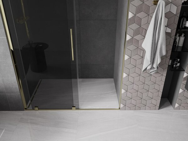 Mexen Velar, usa de dus culisanta pentru deschidere 130 cm, sticla gri 8mm, auriu lucios, 871-130-000-41-50
