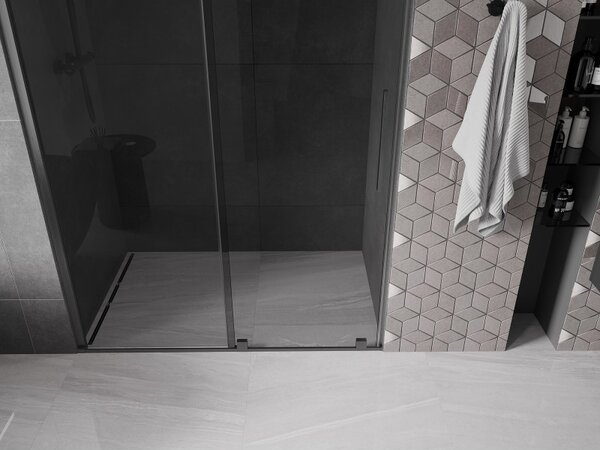 Mexen Velar, usa de dus culisanta pentru deschidere 140 cm, sticla gri 8 mm, grafit lustruit, 871-140-000-41-66