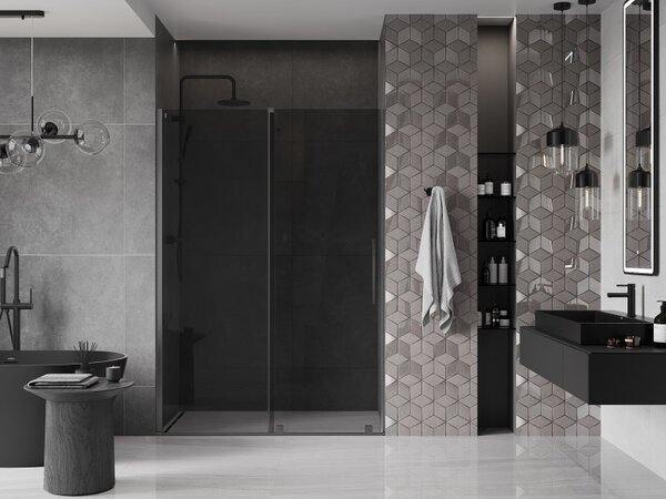 Mexen Velar, usa de dus culisanta pentru deschidere 140 cm, sticla gri 8 mm, grafit lustruit, 871-140-000-41-66