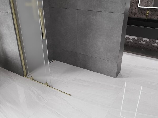 Mexen Velar, paravan de duș cu ușă glisantă Walk-in 110 x 200 cm, sticlă mată 8 mm, auriu lucios, 871-110-000-33-50