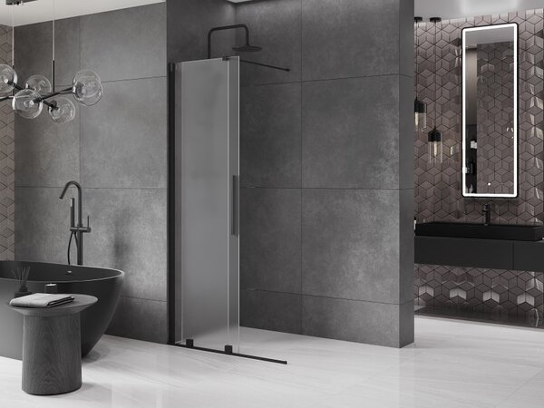 Mexen Velar, paravan de duș cu ușă glisantă Walk-in 70 x 200 cm, sticlă mată 8 mm, negru mat, 871-070-000-33-70