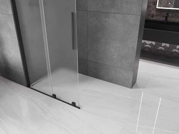 Mexen Velar, paravan de duș cu ușă glisantă Walk-in 70 x 200 cm, sticlă mată 8 mm, negru mat, 871-070-000-33-70