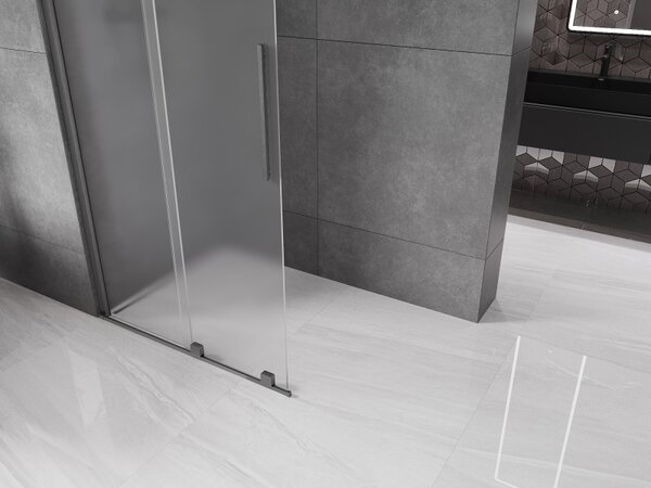 Mexen Velar, paravan de duș cu ușă glisantă Walk-in 110 x 200 cm, sticlă mată 8 mm, grafit lustruit, 871-110-000-33-66