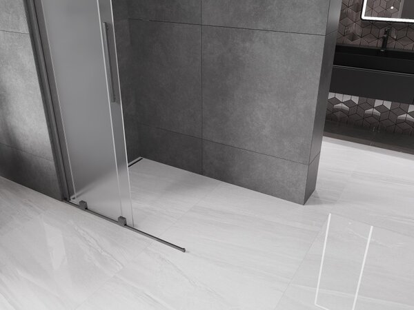 Mexen Velar, paravan de duș cu ușă glisantă Walk-in 110 x 200 cm, sticlă mată 8 mm, grafit lustruit, 871-110-000-33-66