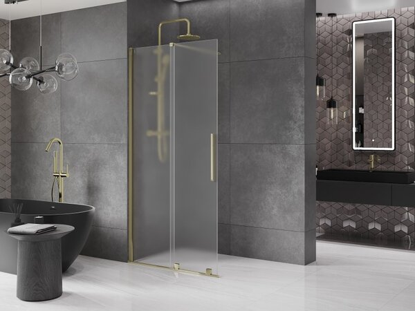 Mexen Velar, paravan de duș cu ușă glisantă Walk-in 110 x 200 cm, sticlă mată 8 mm, auriu lucios, 871-110-000-33-50