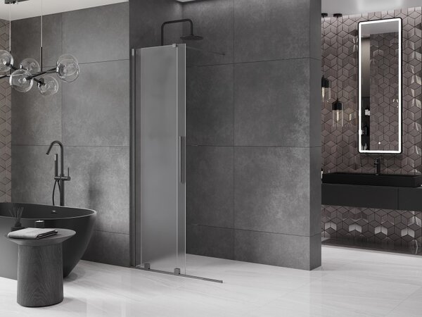 Mexen Velar, paravan de duș cu ușă glisantă Walk-in 110 x 200 cm, sticlă mată 8 mm, grafit lustruit, 871-110-000-33-66