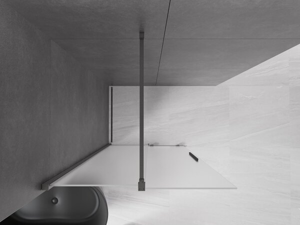 Mexen Velar, paravan de duș cu ușă glisantă Walk-in 110 x 200 cm, sticlă mată 8 mm, grafit lustruit, 871-110-000-33-66