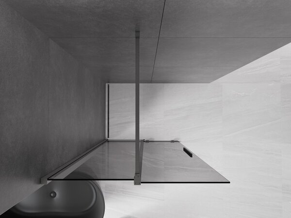 Mexen Velar, paravan de dus cu usa glisanta Walk-in 100 x 200 cm, sticla gri 8mm, grafit lustruit, 871-100-000-43-66