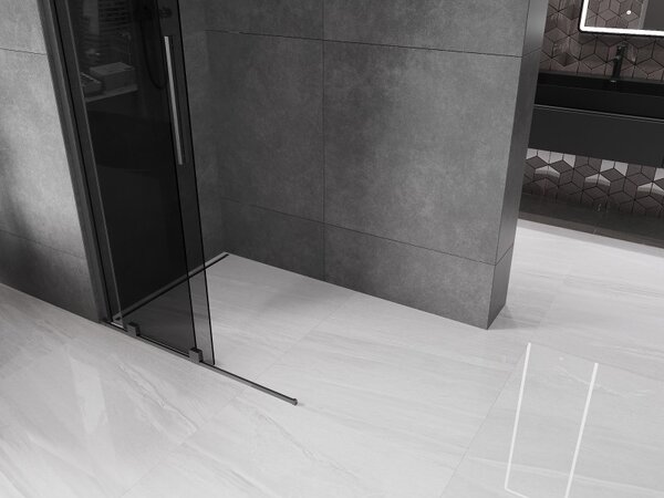 Mexen Velar, paravan de dus cu usa glisanta Walk-in 100 x 200 cm, sticla gri 8mm, grafit lustruit, 871-100-000-43-66