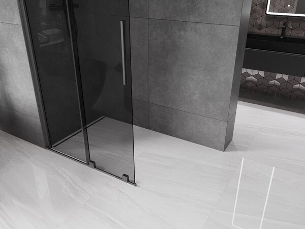 Mexen Velar, paravan de dus cu usa glisanta Walk-in 100 x 200 cm, sticla gri 8mm, grafit lustruit, 871-100-000-43-66