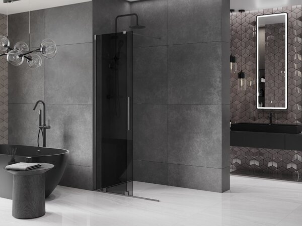 Mexen Velar, paravan de dus cu usa glisanta Walk-in 100 x 200 cm, sticla gri 8mm, grafit lustruit, 871-100-000-43-66