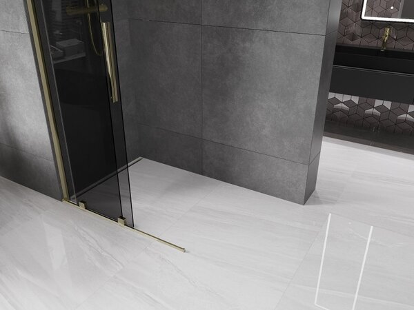 Mexen Velar, paravan de dus cu usa culisanta Walk-in 100 x 200 cm, sticla gri 8mm, auriu lucios, 871-100-000-43-50