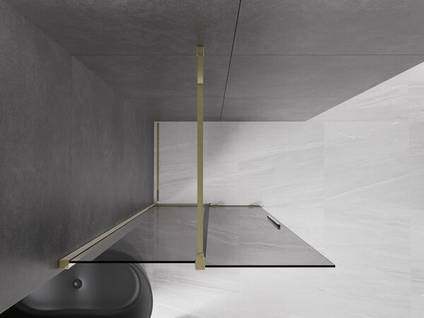 Mexen Velar, paravan de dus cu usa culisanta Walk-in 100 x 200 cm, sticla gri 8mm, auriu lucios, 871-100-000-43-50