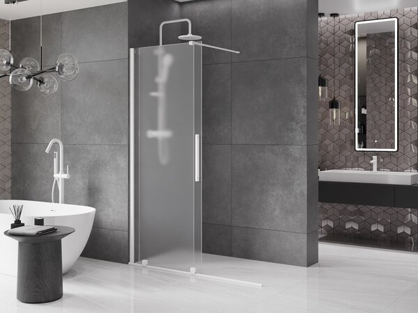 Mexen Velar, paravan de duș cu ușă glisantă Walk-in 140 x 200 cm, sticlă mată 8 mm, alb mat, 871-140-000-33-20