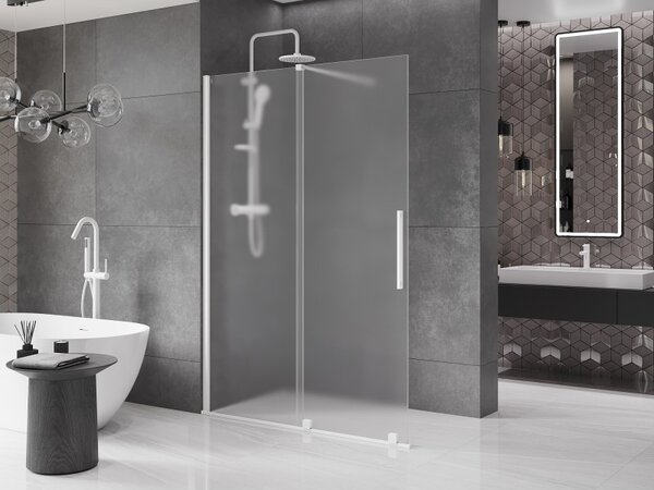 Mexen Velar, paravan de duș cu ușă glisantă Walk-in 140 x 200 cm, sticlă mată 8 mm, alb mat, 871-140-000-33-20