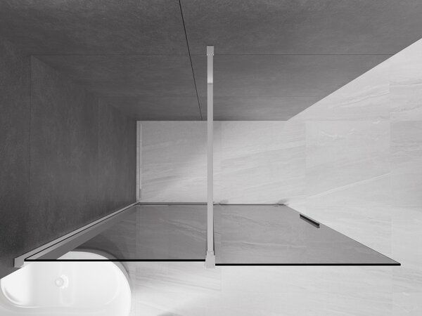 Mexen Velar, paravan de dus cu usa culisanta Walk-in 150 x 200 cm, sticla gri 8mm, crom, 871-150-000-43-01