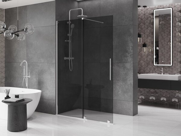 Mexen Velar, paravan de dus cu usa culisanta Walk-in 150 x 200 cm, sticla gri 8mm, crom, 871-150-000-43-01