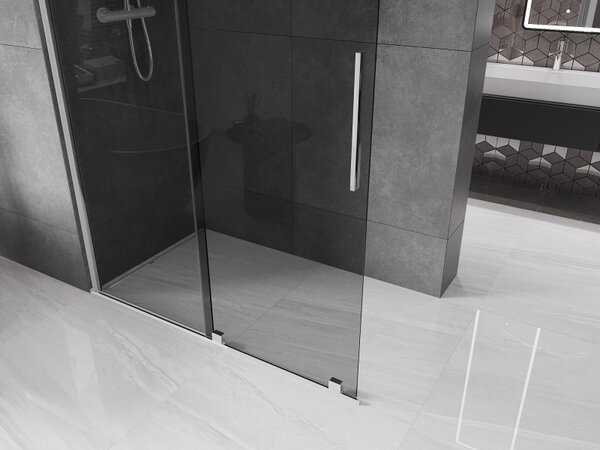 Mexen Velar, paravan de dus cu usa culisanta Walk-in 150 x 200 cm, sticla gri 8mm, crom, 871-150-000-43-01