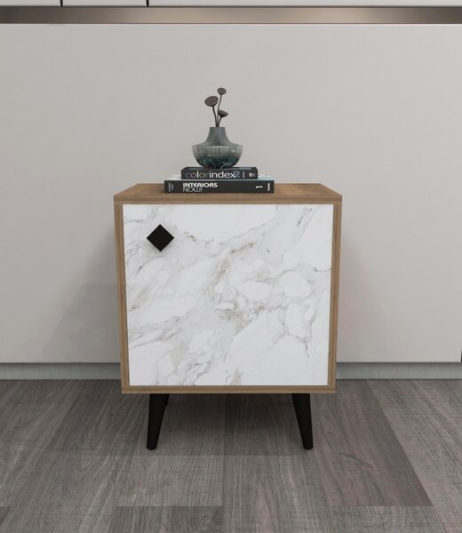 Noptiera Model Alvarez, Nuc/Alb, 45x35x65cm