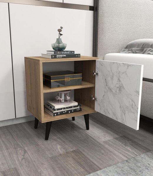 Noptiera Model Alvarez, Nuc/Alb, 45x35x65cm