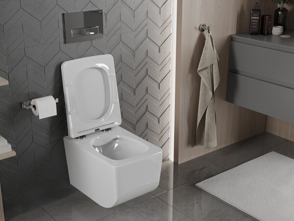 Mexen Vera, WC suspendat fără margine 51 x 36 cm cu scaun cu cădere lentă din duroplast, alb, 30164000