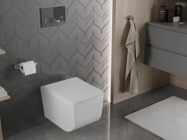 Mexen Vera, WC suspendat fără margine 51 x 36 cm cu scaun cu cădere lentă din duroplast, alb, 30164000