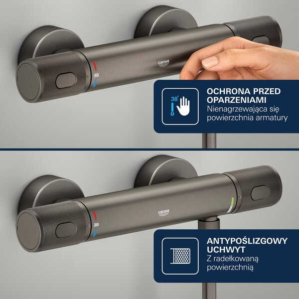 Grohe Precision Feel baterie cadă-duș perete cu termostat Brushed Hard Graphite 34788AL0