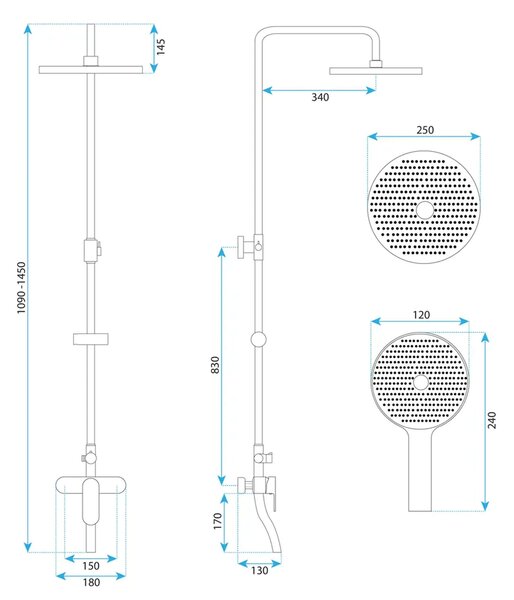 Rea Drop set de duș perete cu duș de ploaie cupru REA-P7064