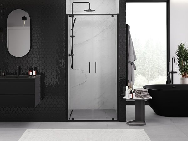 Mexen Exo, usa batanta cu doua canaturi 100x200 cm, sticla transparenta 6 mm, profil negru, 8182-100-000-70-00