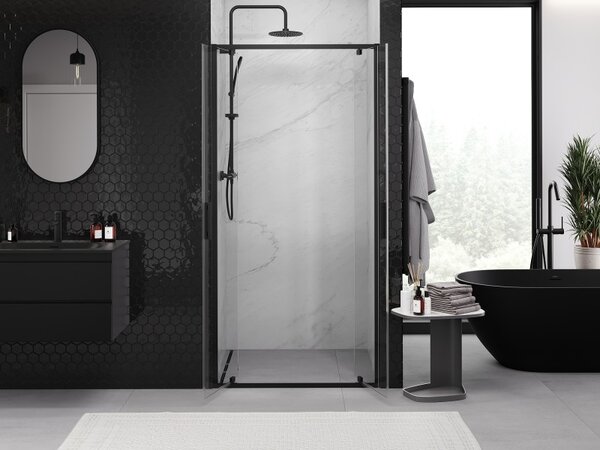 Mexen Exo, usa batanta cu doua canaturi 100x200 cm, sticla transparenta 6 mm, profil negru, 8182-100-000-70-00