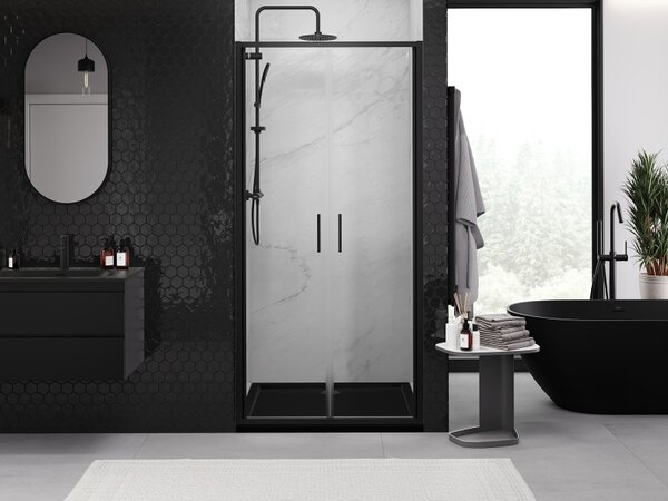 Mexen Exo, ușă de duș cu balamale duble, 110 cm, sticlă transparentă, neagră, 814-110-000-70-00