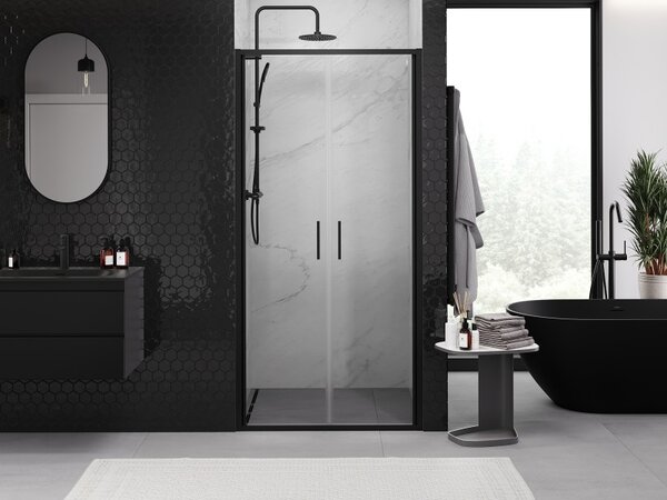 Mexen Exo, ușă de duș cu balamale duble, 110 cm, sticlă transparentă, neagră, 814-110-000-70-00
