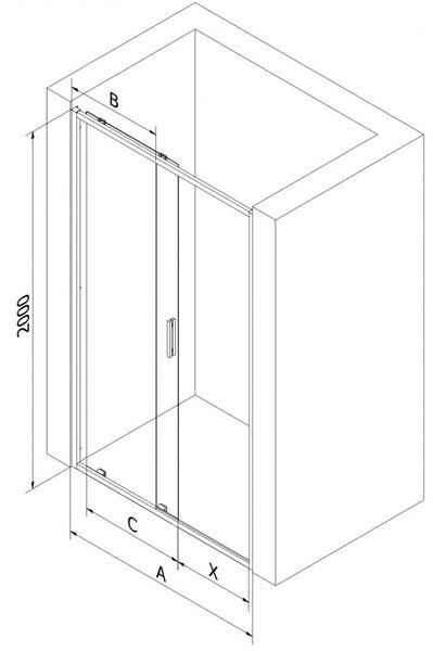 Mexen Exo, usa culisanta pentru deschidere 130x200 cm, sticla transparenta 6mm, profil cromat, 8151-130-000-01-00