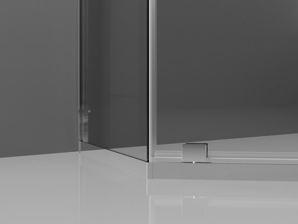 Mexen Exo, cabină de duș pentagonală cu ușă cu balamale 100 x 100 cm, sticlă transparentă de 6 mm, profil cromat, 812-100-100-01-00