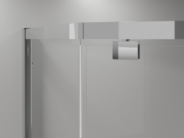 Mexen Exo, cabină de duș pentagonală cu ușă cu balamale 100 x 100 cm, sticlă transparentă de 6 mm, profil cromat, 812-100-100-01-00