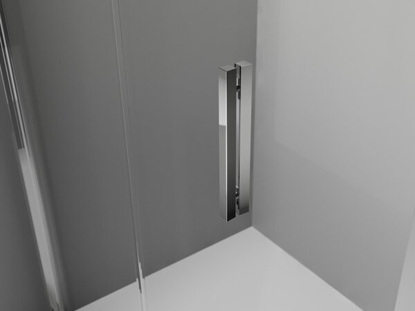 Mexen Exo, cabină de duș asimetrică cu ușă glisantă 100 x 90 cm, sticlă transparentă de 6 mm, profil cromat, 8131-100-090-01-00
