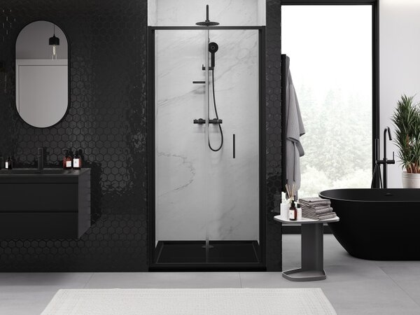 Mexen Exo, usa plianta pentru deschidere 60x200 cm, sticla transparenta 6mm, profil negru, 816-060-000-70-00