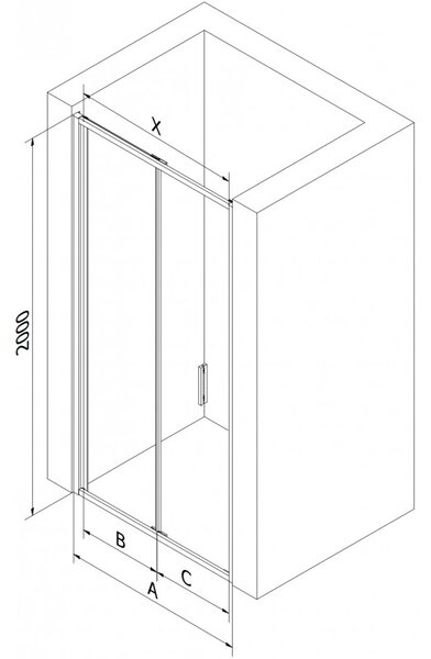 Mexen Exo, ușă de duș pliabilă 60 cm, sticlă transparentă, aurie, 816-060-000-50-00