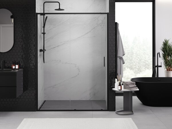Mexen Exo, usa culisanta pentru deschidere 130x200 cm, sticla transparenta 6mm, profil negru, 8151-130-000-70-00