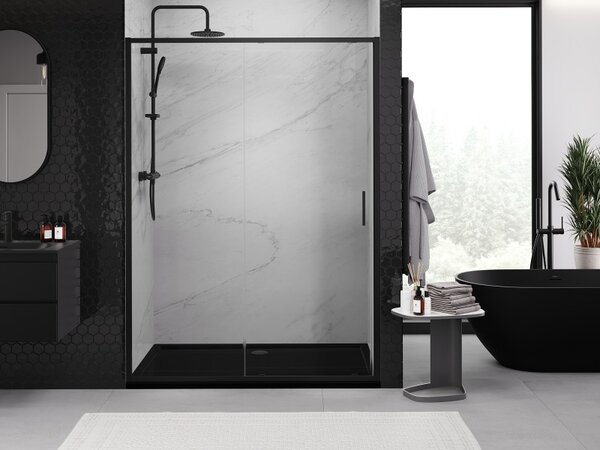Mexen Exo, usa culisanta pentru deschidere 130x200 cm, sticla transparenta 6mm, profil negru, 8151-130-000-70-00