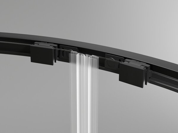 Mexen Exo, cabină de duș asimetrică cu ușă glisantă 80 x 80 cm, sticlă transparentă de 6 mm, profil negru, 8132-080-080-70-00
