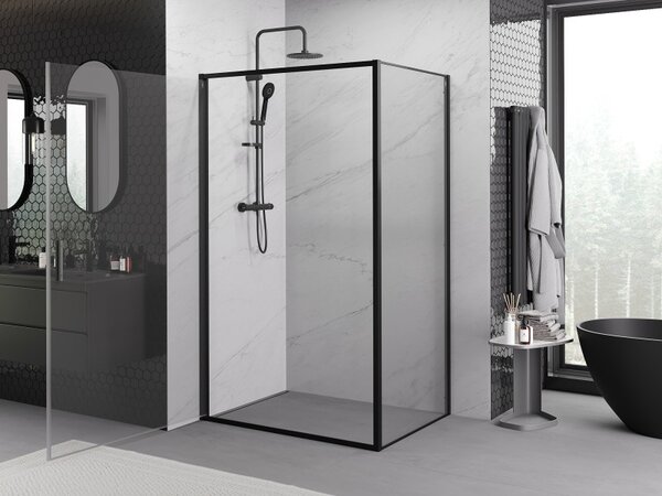 Mexen Exo, cabina de dus cu usa batanta 75 x 85 cm, sticla transparenta 6 mm, profil negru, 817-075-085-70-00