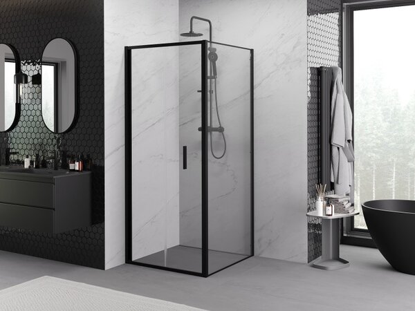 Mexen Exo, cabina de dus cu usa plianta 70 x 70 cm, sticla transparenta 6 mm, profil negru, 816-070-070-70-00