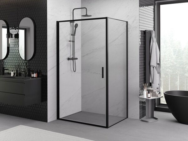 Mexen Exo, cabina de dus cu usa batanta 75 x 85 cm, sticla transparenta 6 mm, profil negru, 817-075-085-70-00