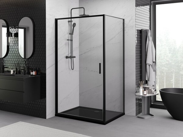 Mexen Exo, cabina de dus cu usa batanta 75 x 85 cm, sticla transparenta 6 mm, profil negru, 817-075-085-70-00