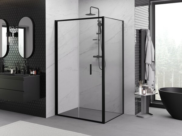Mexen Exo, cabina de dus cu usa plianta 100 x 75 cm, sticla transparenta 6 mm, profil negru, 816-100-075-70-00