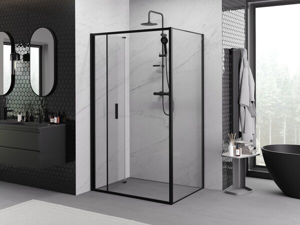 Mexen Exo, cabina de dus cu usa plianta 100 x 75 cm, sticla transparenta 6 mm, profil negru, 816-100-075-70-00