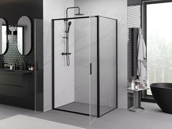 Mexen Exo, cabina de dus cu usa batanta 80 x 75 cm, sticla transparenta 6 mm, profil negru, 814-080-075-70-00